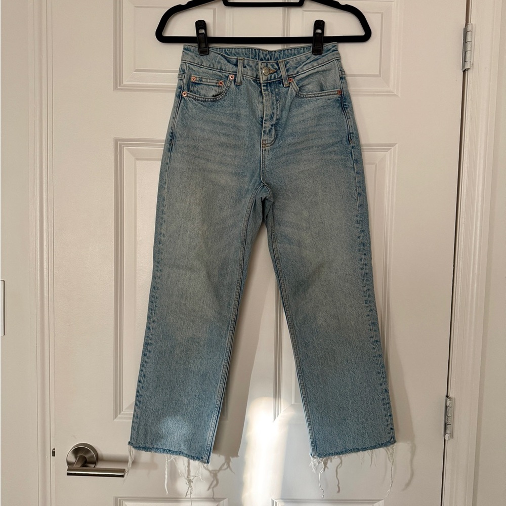Topshop Light Blue Straight Leg Ankle Jeans, size 26